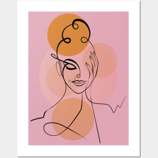 Minimalist Woman One Line Art Drawing Posters and Art